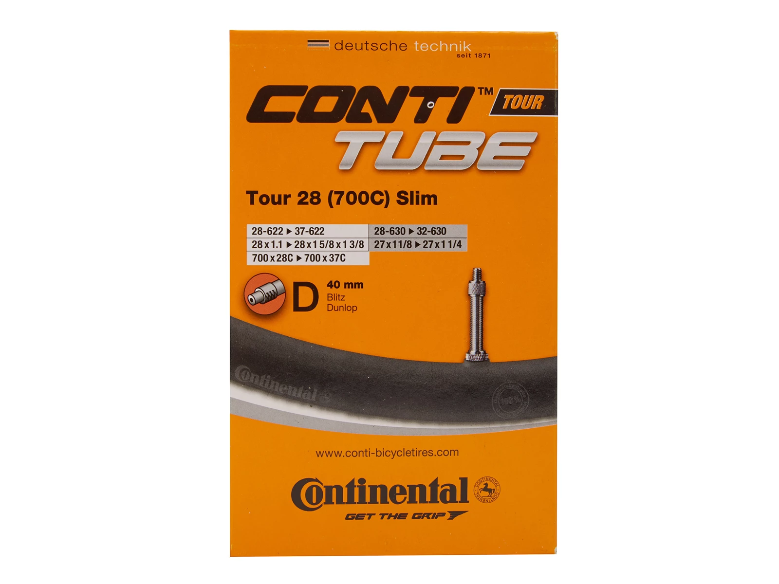 Continental Tour 28 Slim - Cykelslang - Str. 700x28-35c - 40 Mm Dunlop-ventil