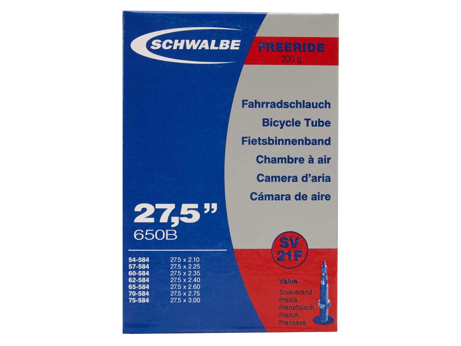 Schwalbe - Slang - -ret 27,5x2,10/3,00 - Racer Ventil - SV21F