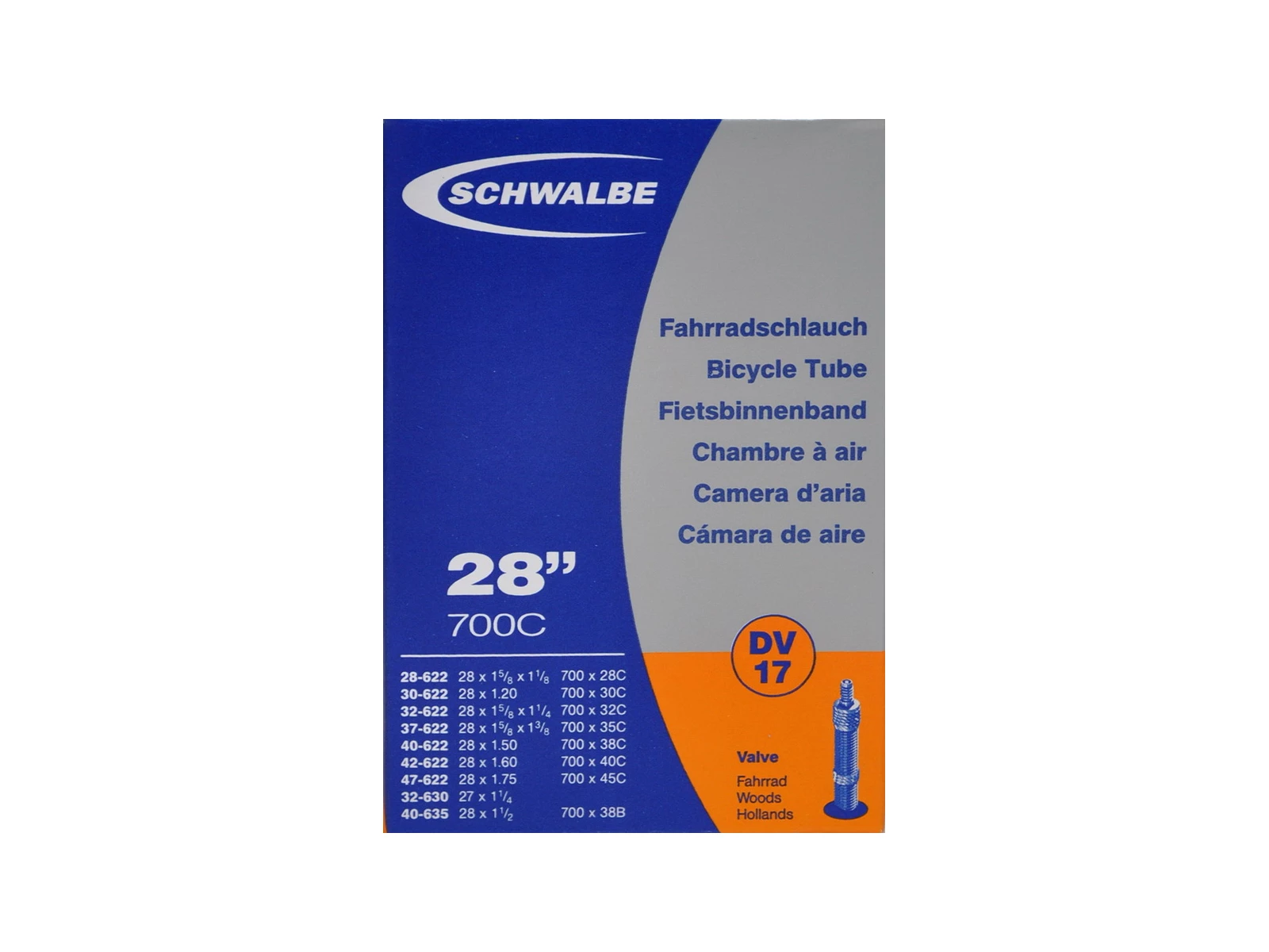 Schwalbe - Slang - 700 X 28-45c - Vanlig Ventil - DV17